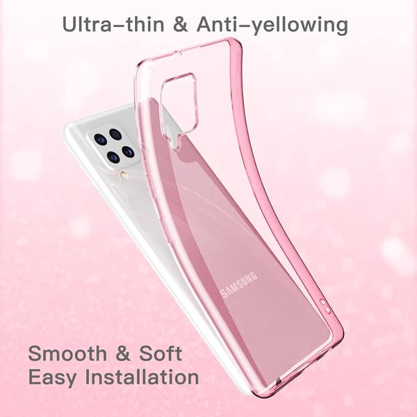 ETUI TIL SAMSUNG GALAXY A42 5G SILIKONE PINK GLITTER + LINSER