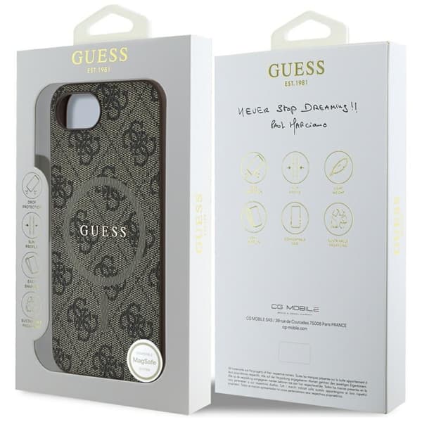 Guess 4G Ring Classic Logo MagSafe - Skal till iPhone 16e (Brun)