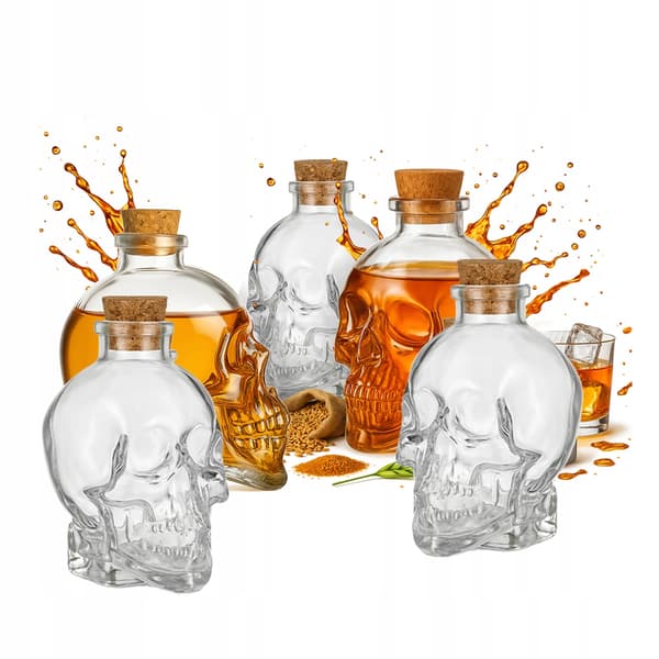 SÆT 5x Glaskraniekaraffel 400ml flasker til alkohol, whisky, gave