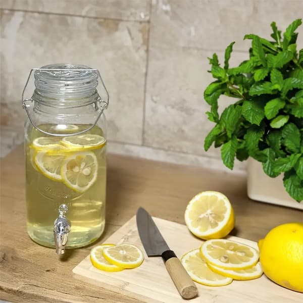 BURK med kran 4L glas för lemonad, juice, vatten, vattendispenser, flaskor