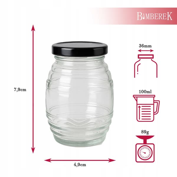 5x UL-glasburkar 100 ml för honung, sylt, kryddor, presentflaskor i glas