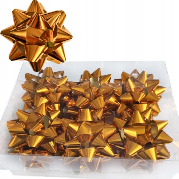Självhäftande rosetter 11 cm, guld 12 st. 1 förpackning.