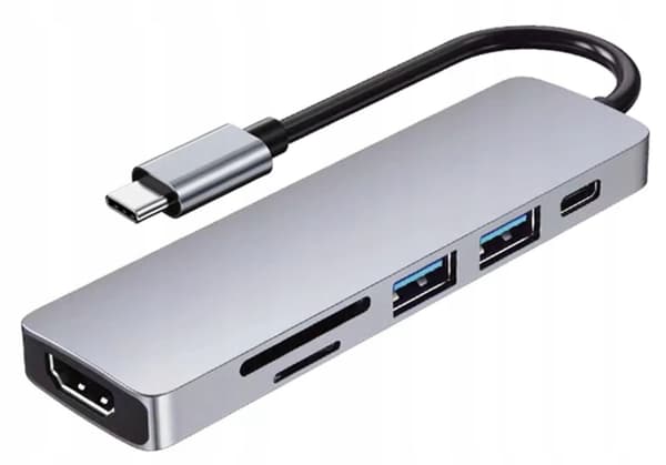 Adapter 6-i-1-hubb USB-C HDMI 4K SD Macbook Pro/Air