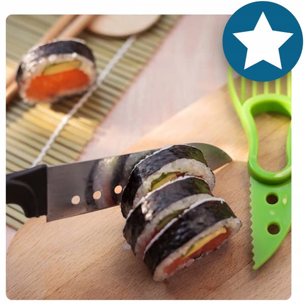 Sushikonesetti rullalla, bazooka-matolla, sushitarvikkeilla
