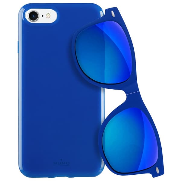 PURO Sunny Kit - iPhone SE (2022 / 2020) / 8 / 7 Cover Sæt + Foldbare Solbriller (Blå)