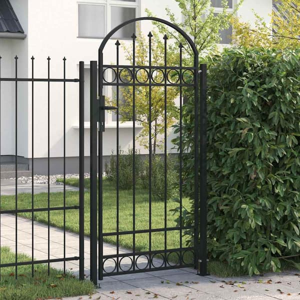 vidaXL Rundad staketgrind 89x200 cm svart