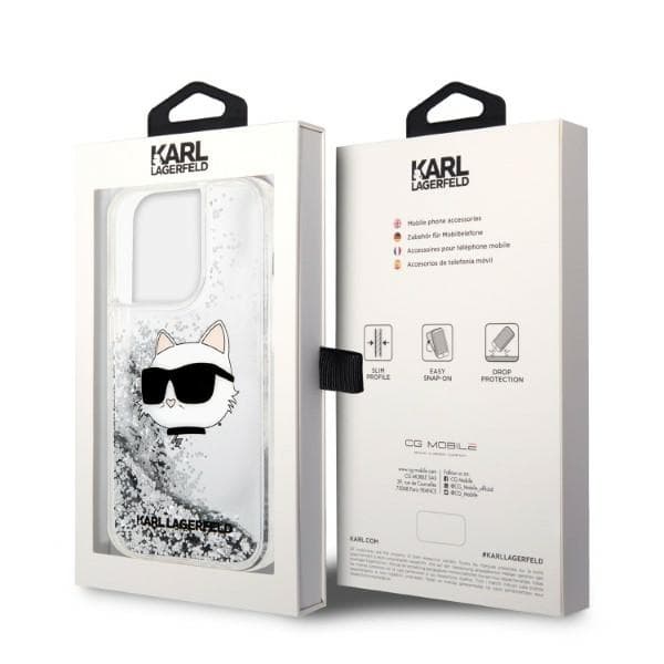Karl Lagerfeld KLHCP14LLNCHCS iPhone 14 Pro 6.1 silver/silver hårt skal Glitter Choupette Head