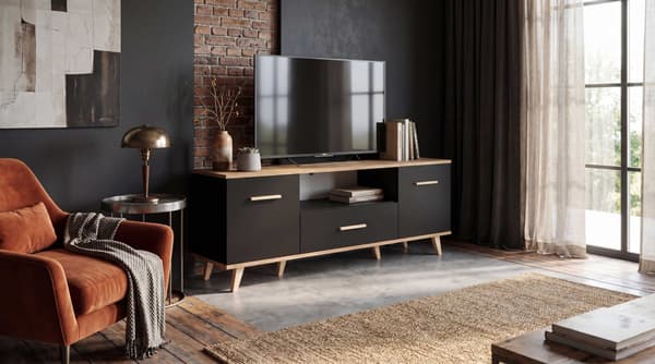 TV-SKAB TIL TV 137 CM SORT WOTAN MODERNE STÅENDE KOMMODE STUE
