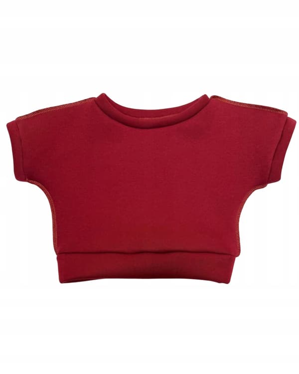 Børneponcho 92 vest kappevarmer bomuld med fnug bordeaux