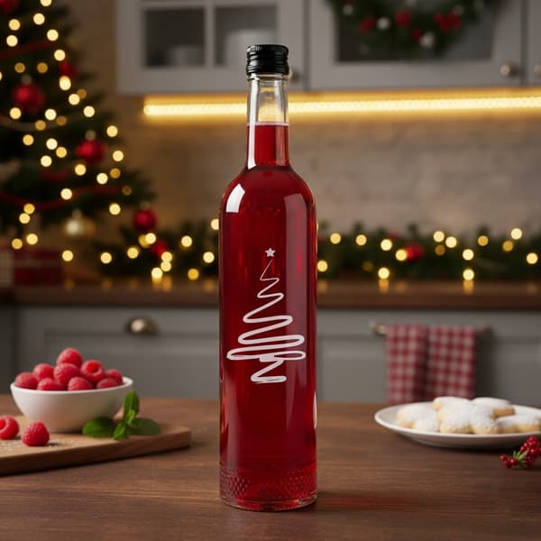 5x Kristallglasflaskor 500 ml med jultryck för vinlikörer