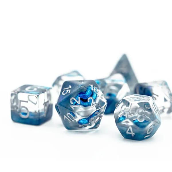 Ice Dragon Eye RPG-tärningar Set med 7 epoxitärningar