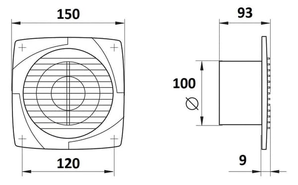 Badeværelsesventilator 100 D1 TH