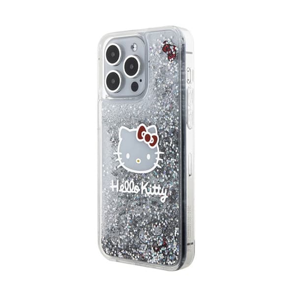 Hello Kitty Liquid Glitter Charms Kitty Head - iPhone 15 Pro Max-skal (Silver)