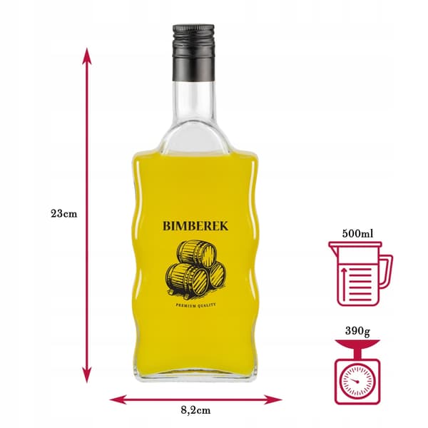 5x Flaskor JULKLAPP Fala 500ml med tryck för BIMBEREK PREMIUM