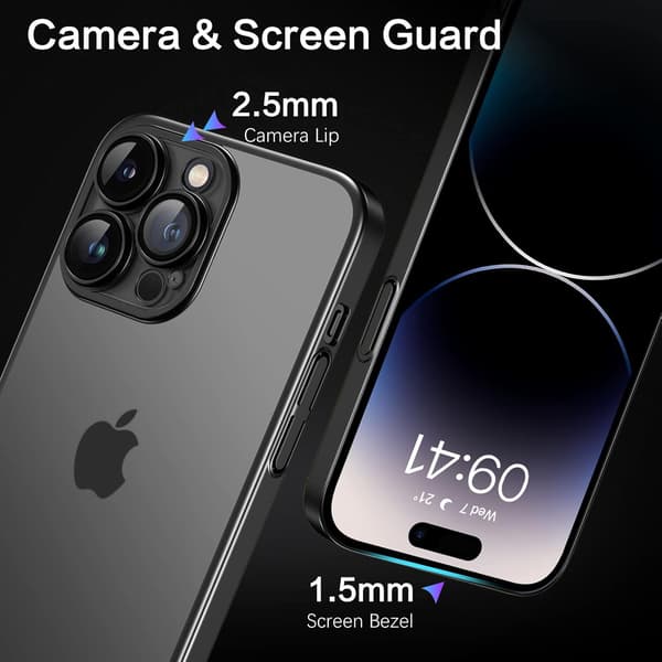ETUI TIL APPLE IPHONE 14 PRO MAX KLAR SORT RAMME A2894 A2651