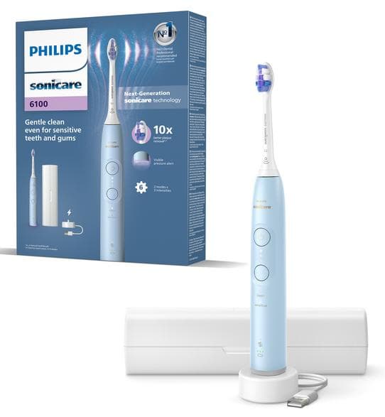 Philips Sonicare 6100 HX7406/02 eltoothbrush vit och blå