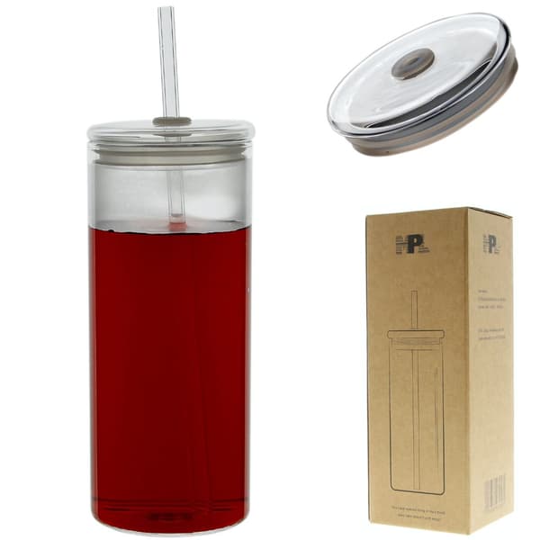 MUGG GLAS FLASKA FLASKA MED STRÅ 600ml GLAS