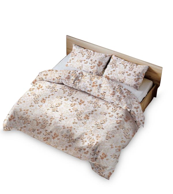 Sengesæt 160x200 creme, honningbeige, blomster, vintage
