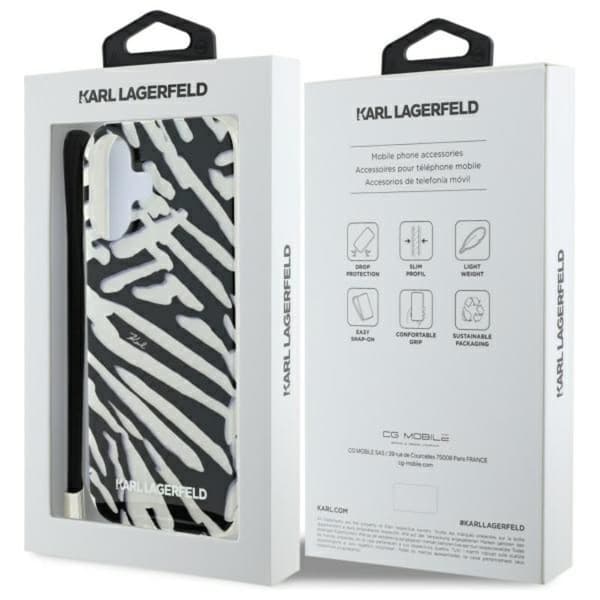 Karl Lagerfeld IML Zebramønster & Snor - iPhone 16 cover (sort)
