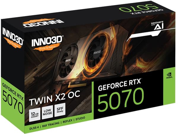 INNO3D GeForce RTX 5070 TWIN X2 OC 12GB Grafikkort Sort