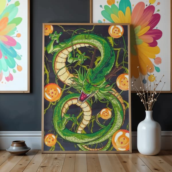 Måla efter nummer-bild med ram Dragon Ball Shenron 50x70 cm
