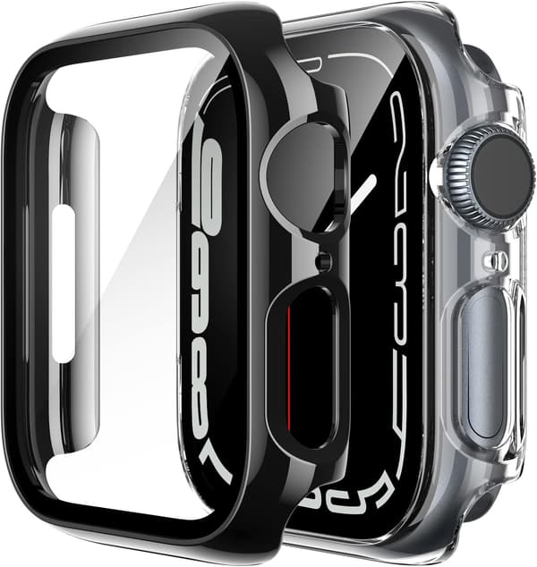 2X ETUI TIL APPLE WATCH 8/7 45MM SORT TRANSPARENT