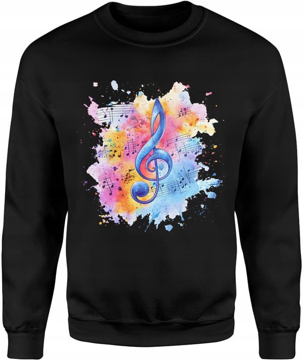 HERRE MUSIK SWEATSHIRT GAVE TIL MUSIKKER G-NØGL NODER KUNSTNERISK XL