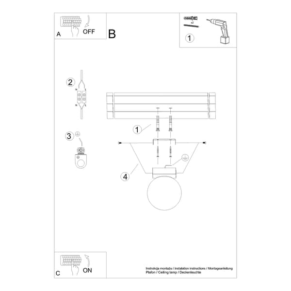 Loftlampe YOLI 1 G9 Sort Sollux SL.1151