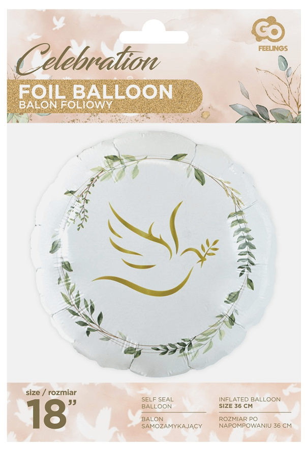 Pyöreä folioilmapallo Kyyhkynen Pyhä Ehtoollinen 45cm