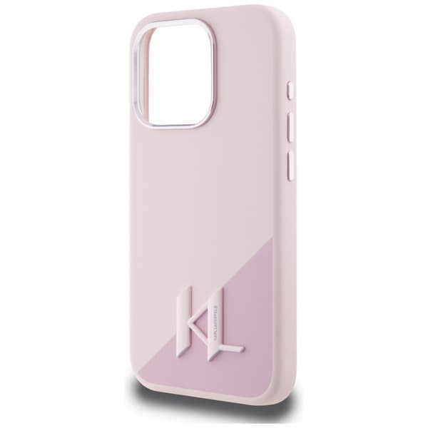 Karl Lagerfeld Silikone Shadow Metal Initial MagSafe-etui til iPhone 15 Pro Max (lyserød)