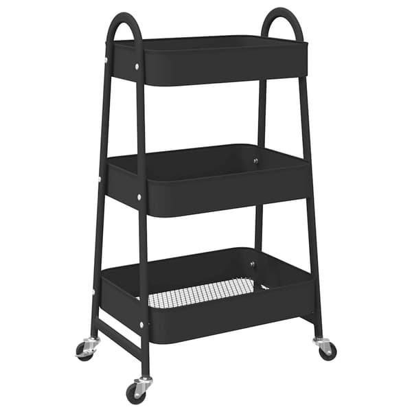 vidaXL 3-lags opbevaringsvogn sort 42x41,5x77 cm