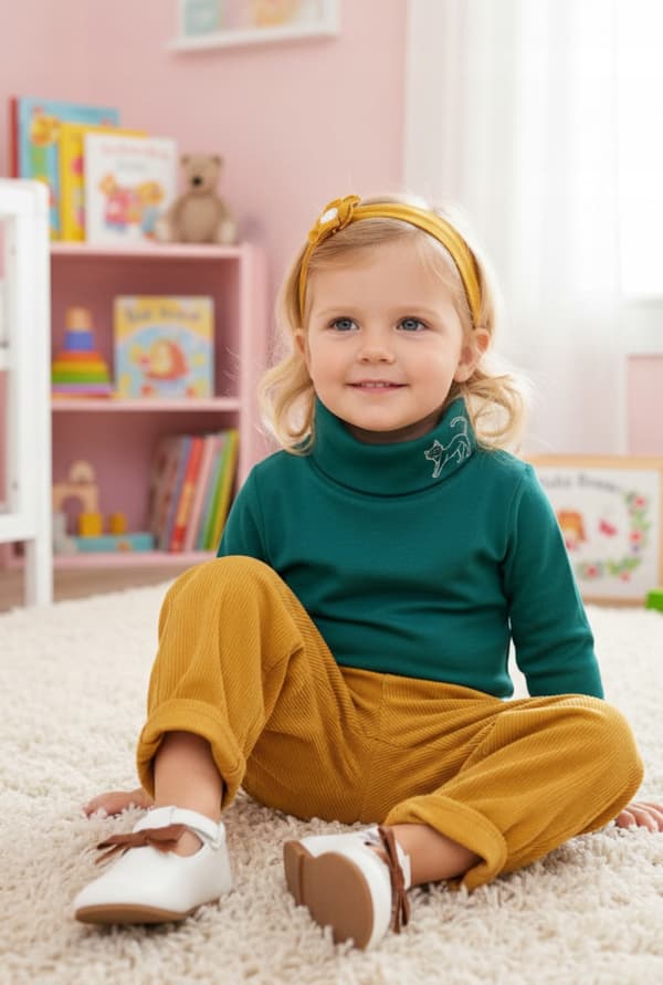 Barn TURTLENECK 98 SWEATSHIRT Barn T-SHIRTBLUS med FLASKtryck