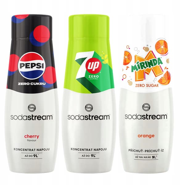 Sockerfri sirapsset Sodastream Pepsi Cherry + Mirinda Zero + 7UP Free