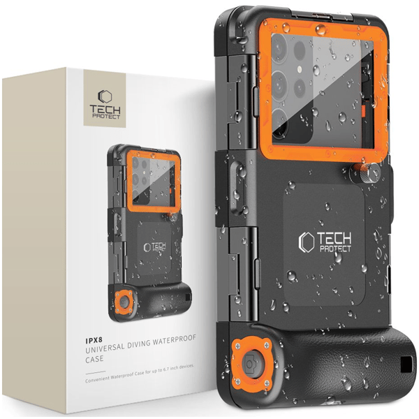 TECH-PROTECT IPX8 UNIVERSAL VATTENTÄT DYKFODRAL SVART/ORANGE