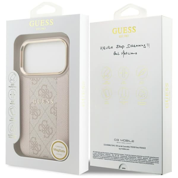Guess 4G Stripe MagSafe-etui til iPhone 17 Pro i lyserødt