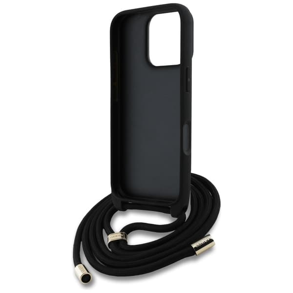 Guess 4G stort logo crossbody-etui med snor og rem til iPhone 16 Pro Max, sort