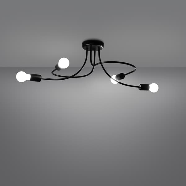TAKLAMPA LEVAR 4 E27 SVART SOLLUX SL.1455