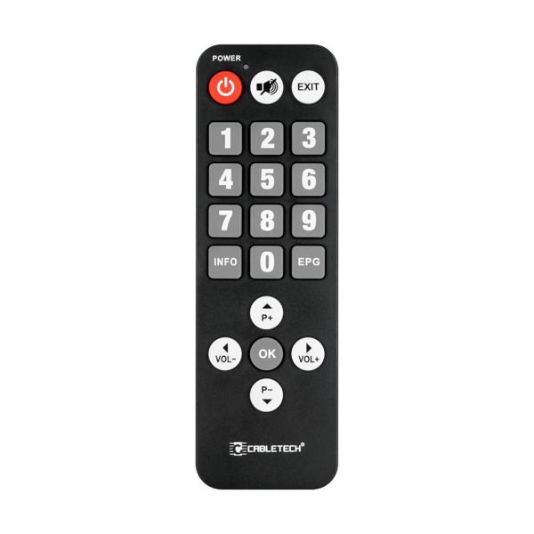 Yleiskäyttöinen kaukosäädin DVB-T dekoderille seniorille Cabletech Kruger&Matz:lle