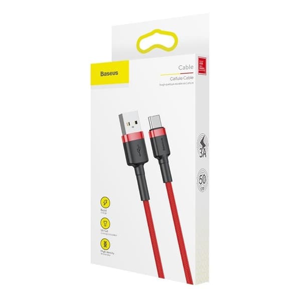 Baseus Cafule 3A USB till USB-C-kabel 1m (röd)