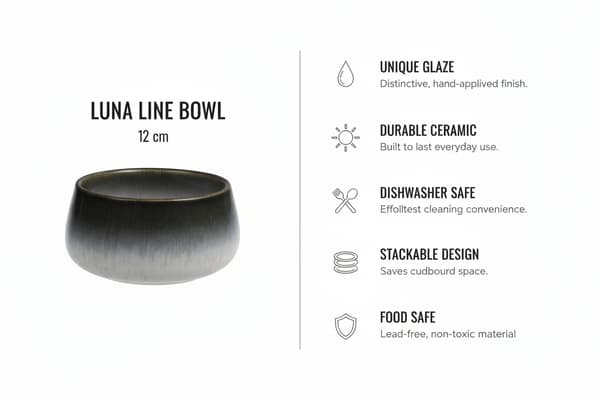 LUNA LINE KERAMISK SKÅL 12 CM ELEGANT DESIGN