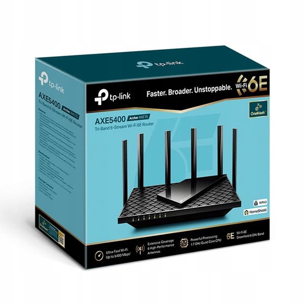 TP-Link Archer AXE75 router, 5400 Mbit/s, Gigabit Ethernet