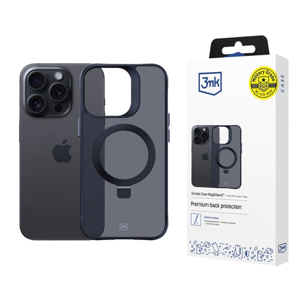 Apple iPhone 16 Pro Max - 3mk Smoke-suojakuori ja jalusta