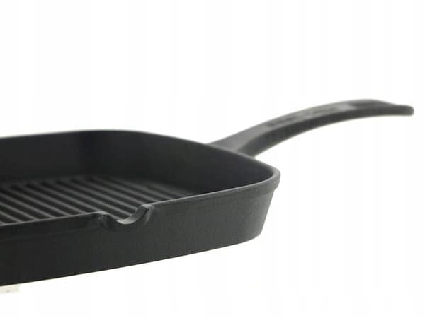 Støbejernsgrillpande 23 cm kraftig støbejern