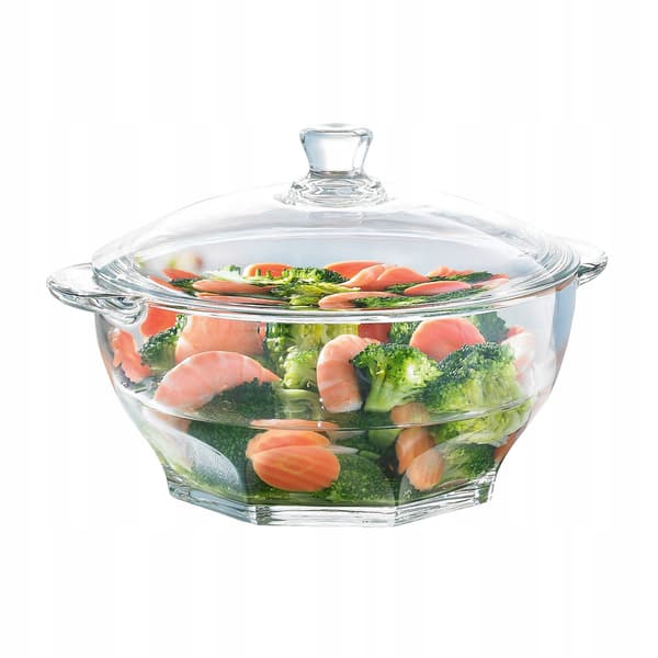Värmebeständig glasvas med lock, 2,5 l