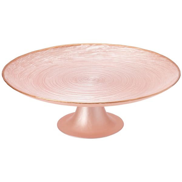 Glas kagefad med fod rosa 28 cm