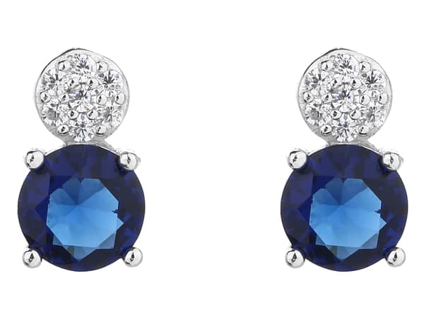 Sølvøreringe med cubic zircons blå hoops til piger