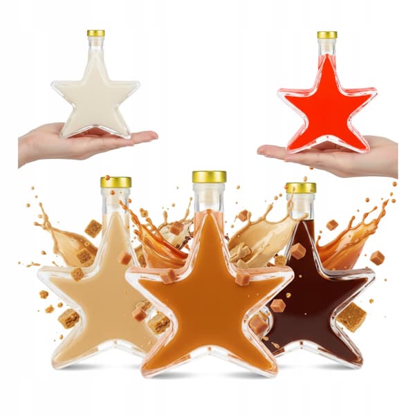 5X JULSTJÄRNEFLASKOR 200ML FÖR LIKÖR, VIN, LIKÖR, JULKLAPP