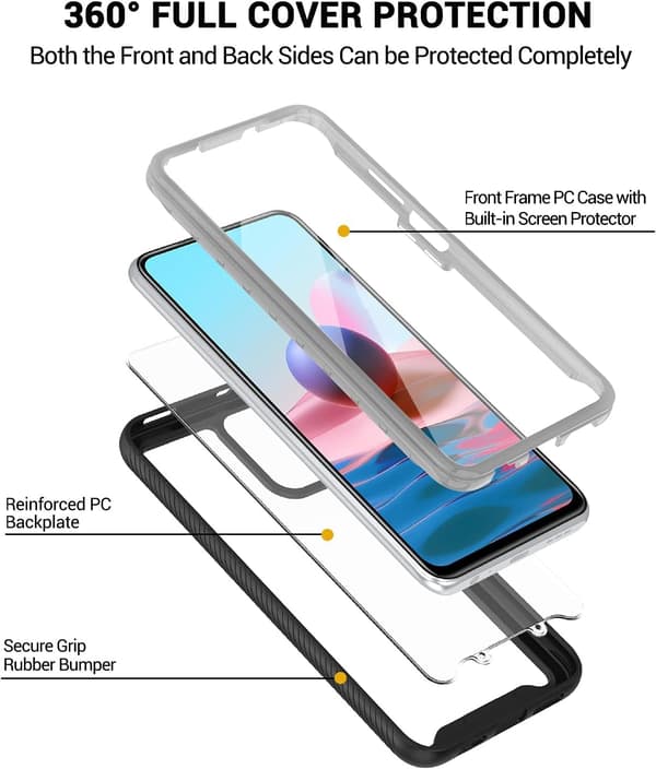 FODRAL 2 SIDOR FÖR XIAOMI REDMI NOTE 10 SVARTA SIDOR