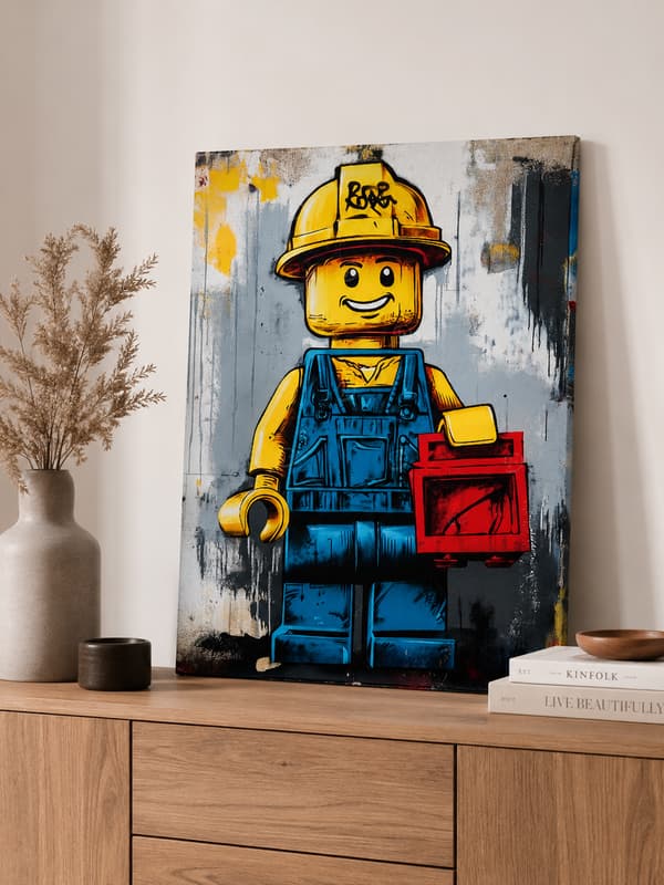 Lego Builder målning med siffror och ram 40x50 cm