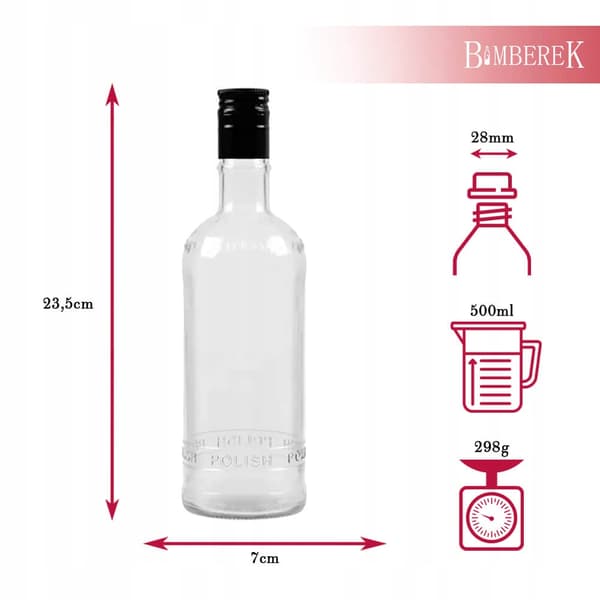 LYXflaska 500 ml GLASFLASKOR FÖR MOONLIGHT LIKÖRVIN 0,5 l